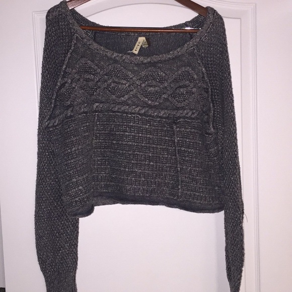 Free People crop, cotton, cable, ots sweater - Picture 1 of 5